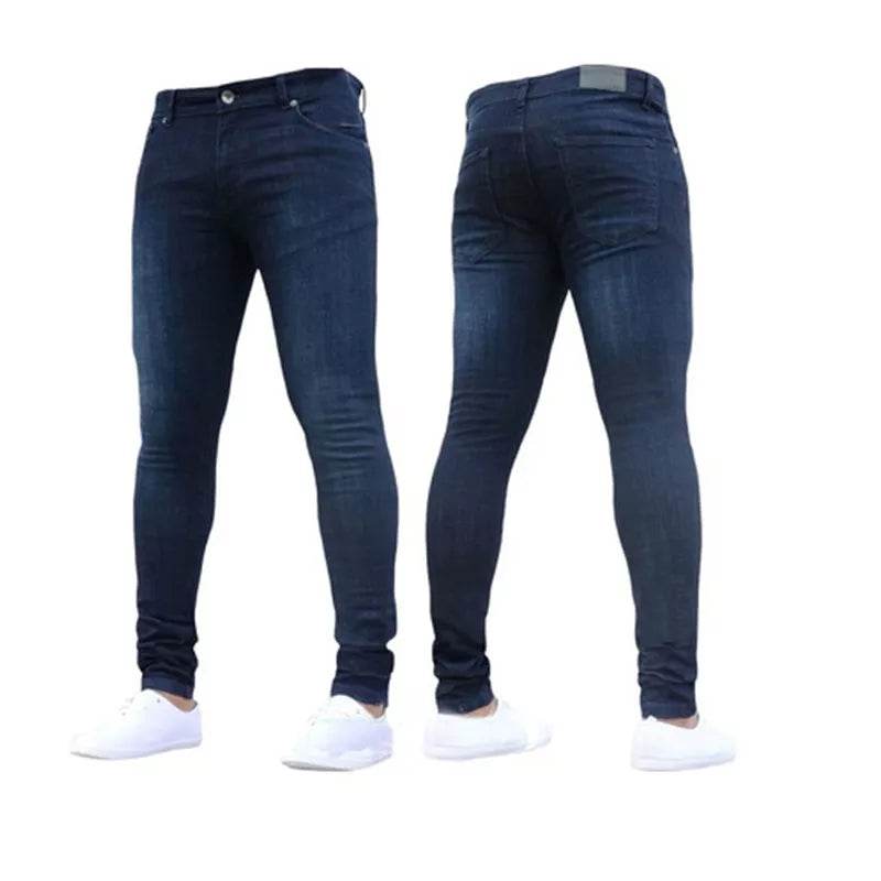 Elastic Waist Skinny Jeans Men Black Casual Streetwear Jogger Pants Mens Jeans High Street Slim Fit Man Fashion Denim Trousers - Tamnz