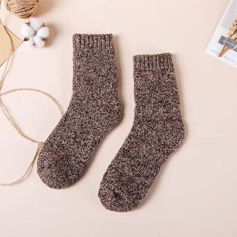 Winter Men's Merino Wool Socks Super Thick Warm High Quality Harajuku Retro Snow Casual Antifreeze Cashmere Socks Men 3 Pair - Tamnz