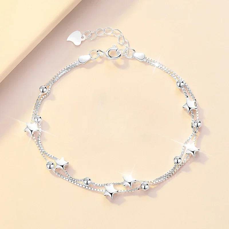 Luxury 925 Sterling Silver Bracelet for Woman Vintage Original Lucky Beads Ball Adjustable Bracelets Designer Jewelery Gifts - Tamnz