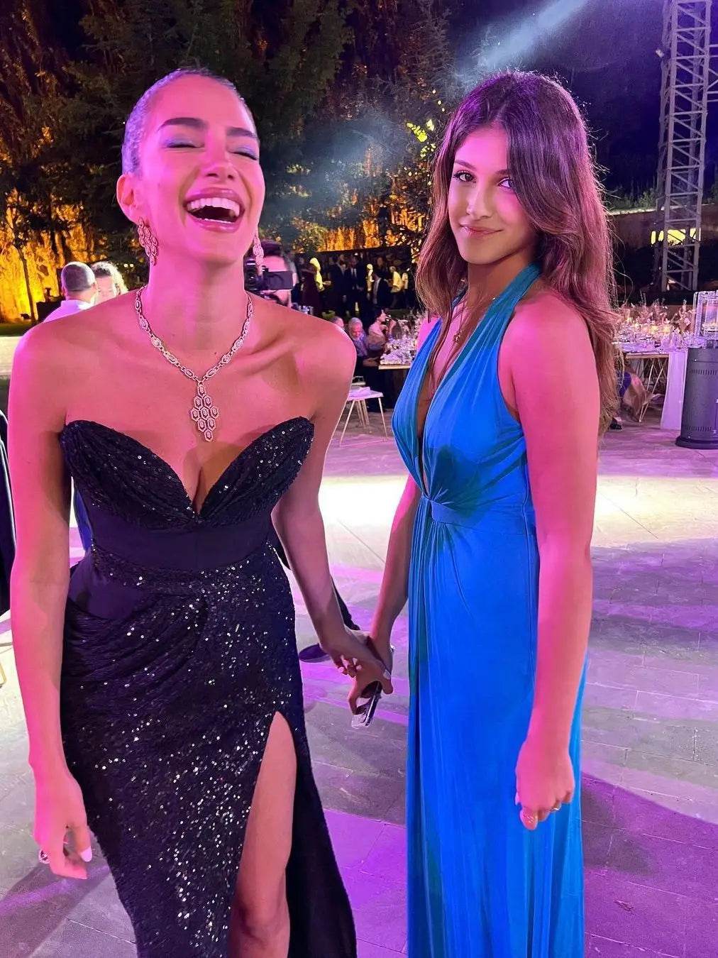 Backless Slit Suspender Formal Long Evening Dress Lace Up Black Sequin Solid High Waist - Tamnz