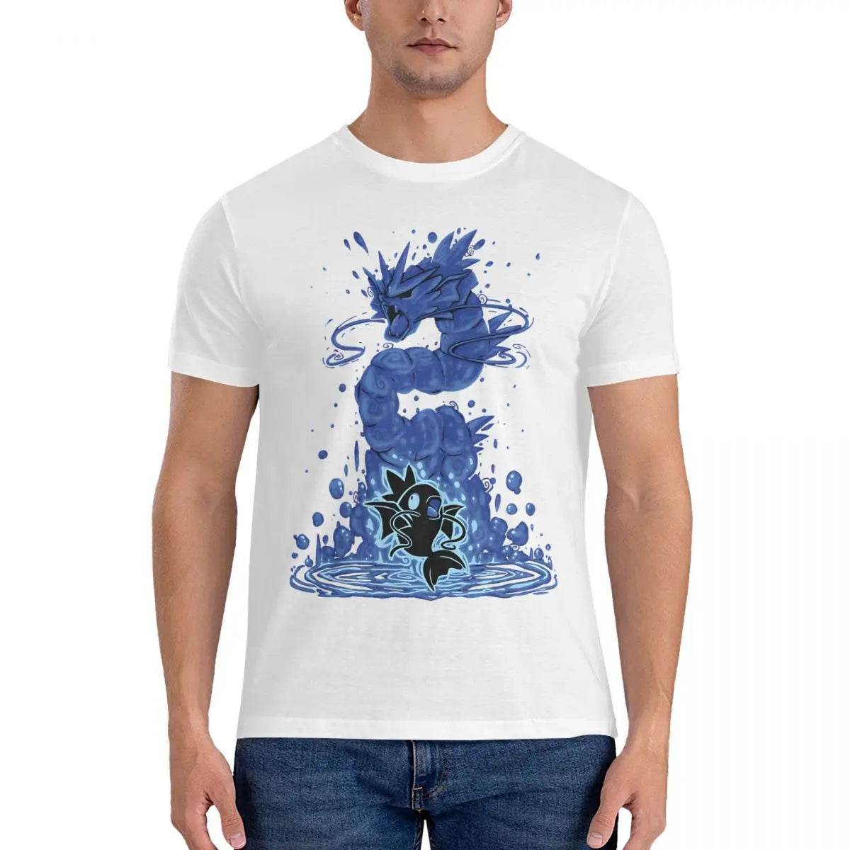 Men T-Shirts Japanese Anime Game Vintage Pure Cotton Tee Shirt Short Sleeve Pokemon T Shirts Round Neck Clothes Summer - Tamnz