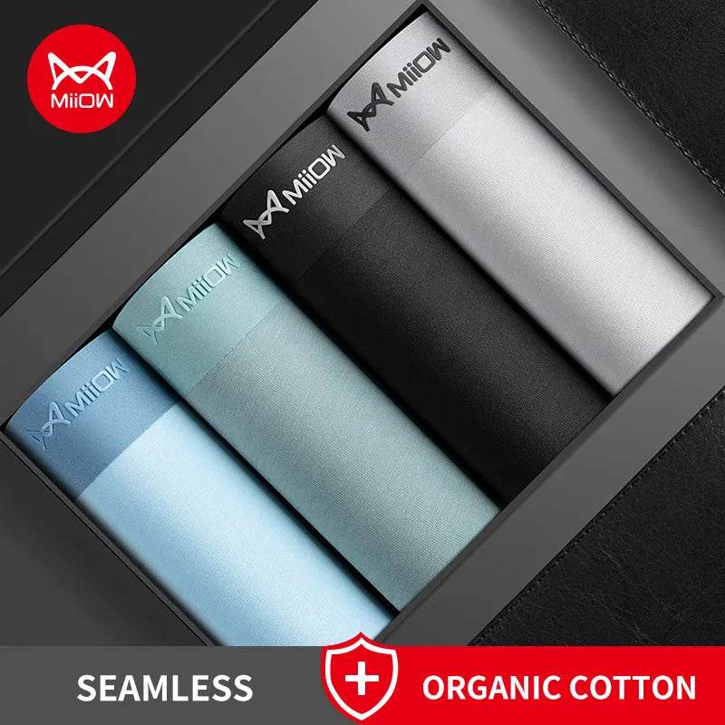 MiioW 4Pcs Organic Cotton Men Boxers Shorts Antibacterial Innerwear Man Underwear Boxer Men's Panties Male Trunks Underpants New - Tamnz
