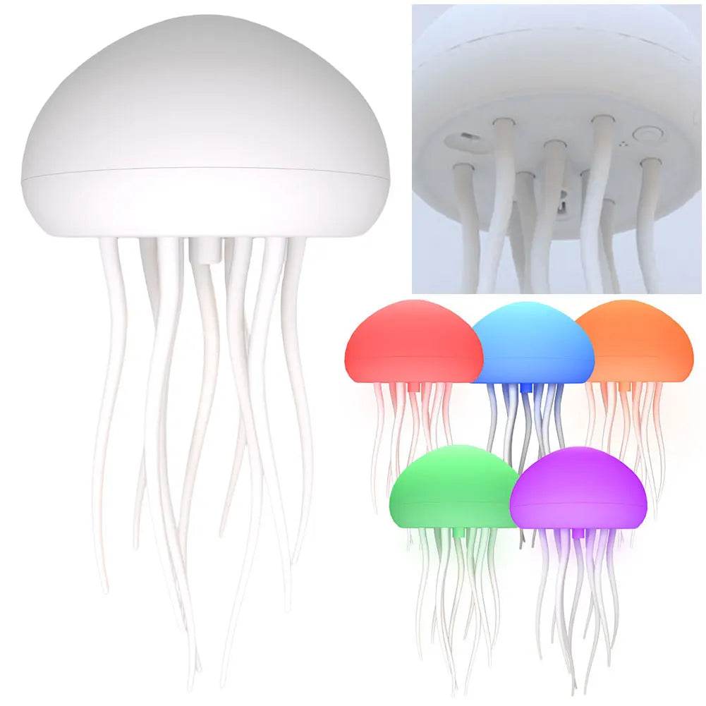 Cartoon Jellyfish Night Light RGB Gradient Cute Jellyfish Bedside Lamp Voice Control Type-C Charging Atmosphere Light LED Lamp - Tamnz
