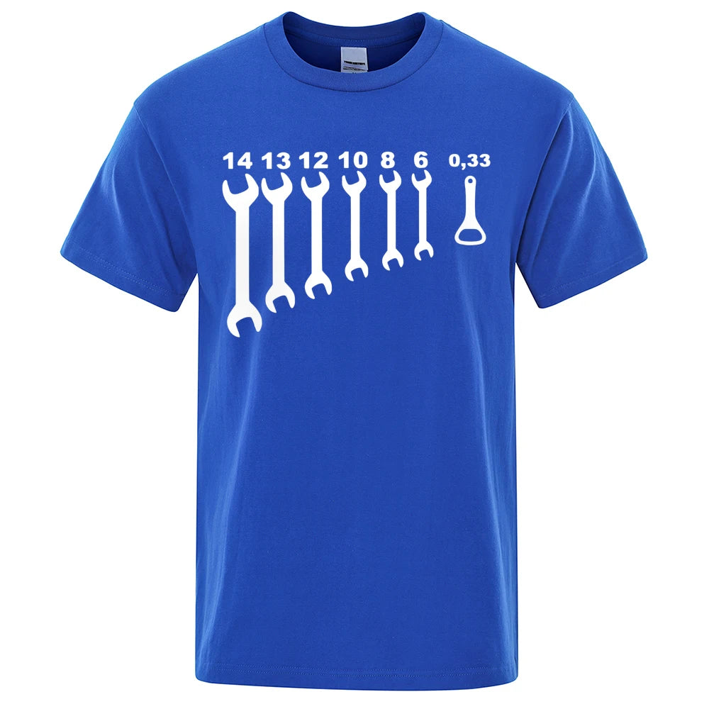 Vintage Screw Wrench Opener Mechanic T-Shirts Men Car Fix Engineer Cotton Tee Short Sleeve Funny T Shirts Top Tee Men's Clothes