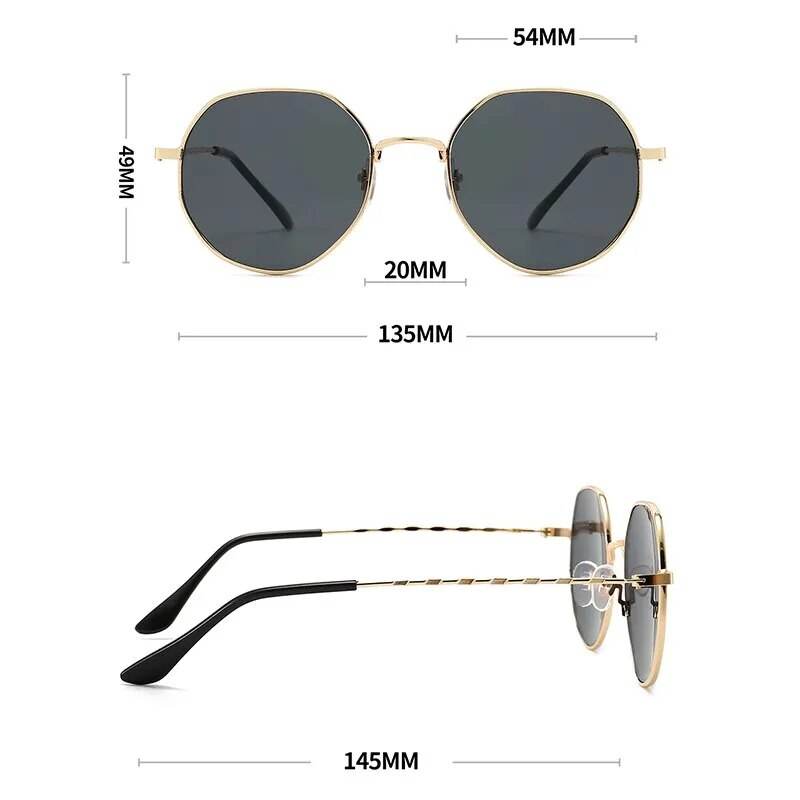 Polygon Metal Sunglasses Vintage Frame For Women Sunglasses Men Luxury Brand Design Women Mirror - Tamnz