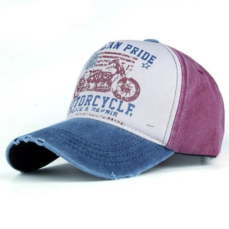 Fashion Trend Printing Motorcycle Truck Caps Washed Cotton Baseball Cap Mens Sun Hat Hip Hop Caps Cool Outdoor Hats - Tamnz