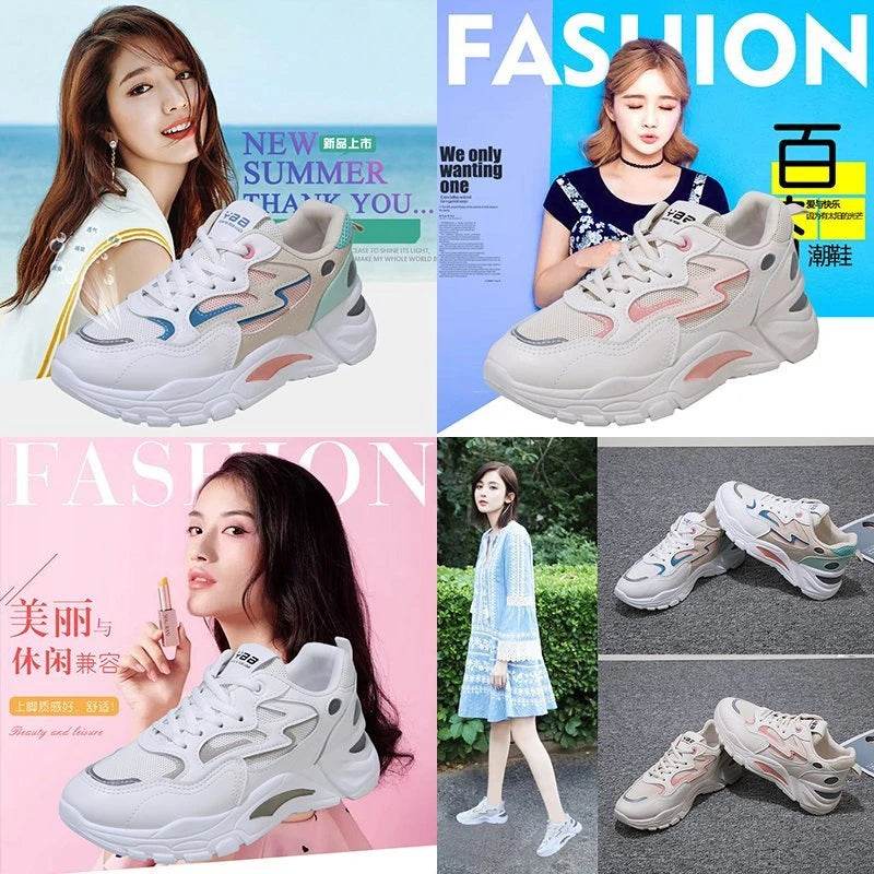 Height Increasing Chunky Sneakers Women Platform Shoes New Fashion Breathable Mesh Sport Women's Sneaker Casual Sneakers - Tamnz