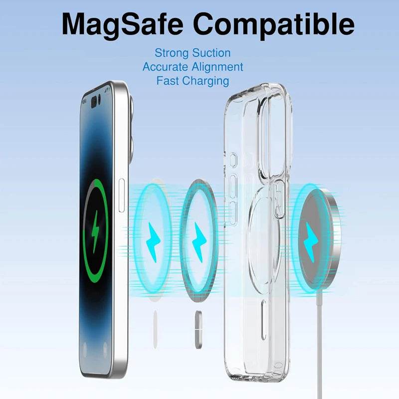 Magnetic Clear Case For APPLE iPhone 16 15 14 13 12 11 Pro Max Plus XS Max XR 7 8 SE2 Wireless Charging Compatible With Magsafe - Tamnz