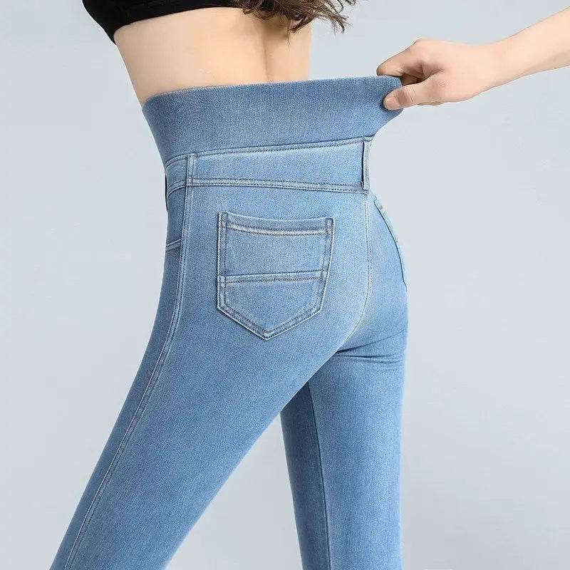 Elastic Waist High Waist Jeans for Women Spring and Autumn 2023 New Slim Elastic Women's Age Reducing Casual Pants - Tamnz