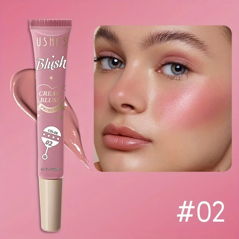 USHAS 4 Color Long-lasting Liquid Blush Facial Contouring Lightweight Soft Multi-Use Cream Blush Waterproof Facial Blush Stick