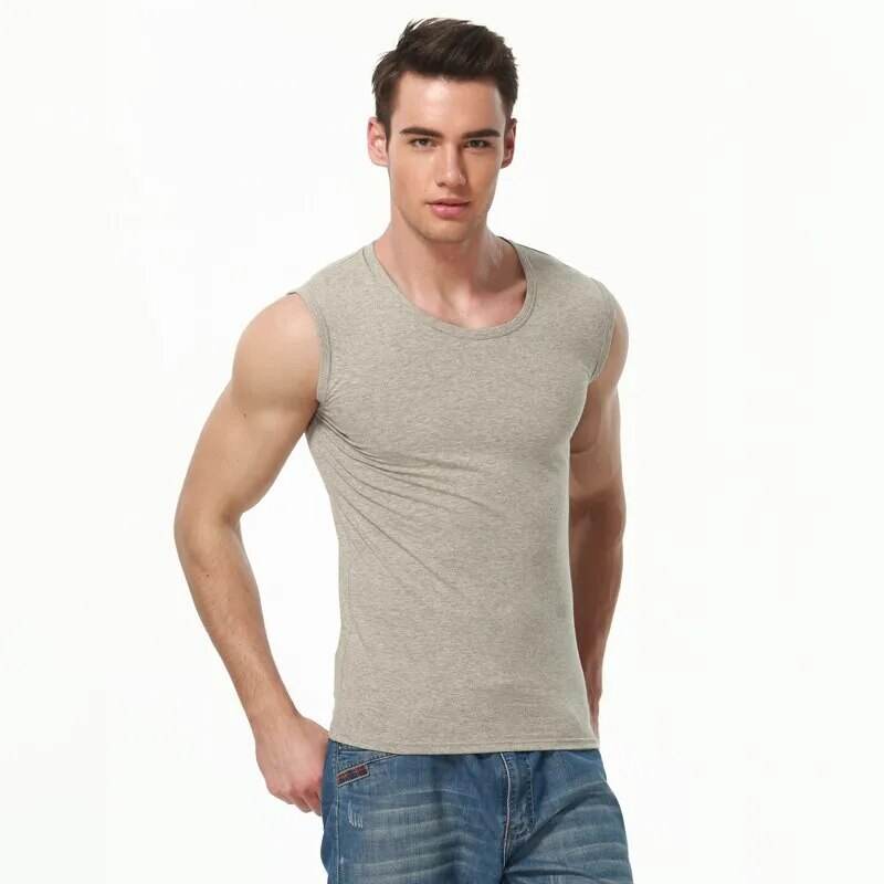 Men Vest Pure Cotton Bodybuilding Motion Outerwear Sweatshirt Undershirt - Tamnz