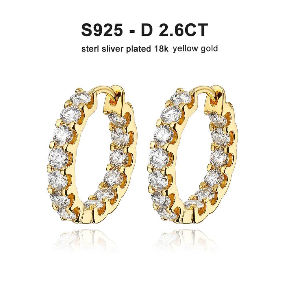 KNOBSPIN 2.6ct D Color Moissanite Earring 925 Sterling Sliver Plated White Gold Hoop Earring for Women Wedding Party Jewelry - Tamnz