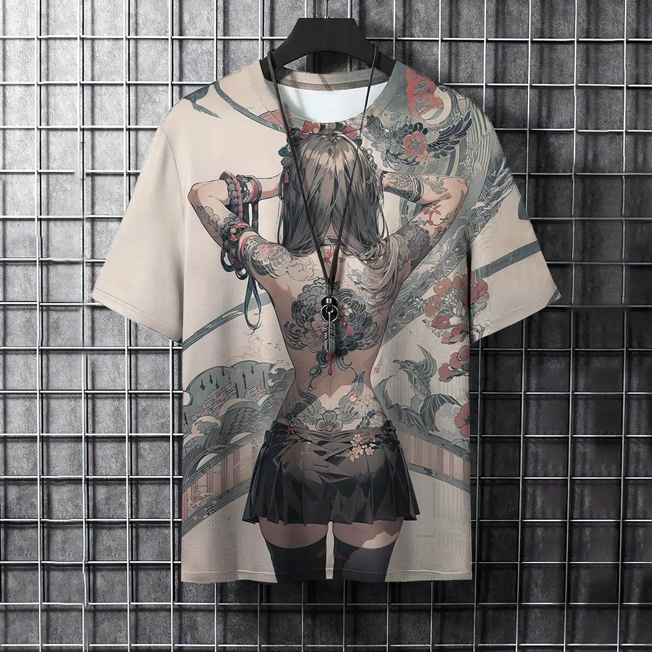 Summer Men Fashion Cool Samurai Tattoo graphic t shirts Trend Casual harajuku streetwear 3D Printed Hip Hop O-neck Tees Tops - Tamnz
