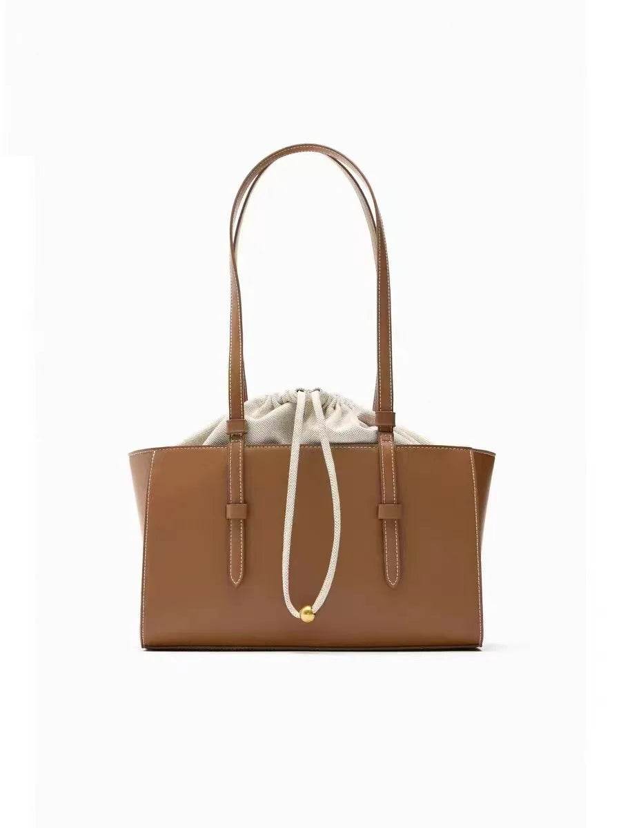 New Fashionable High-quality Shoulder Bag Wild Drawers Bouquet Mouth Handbag Multifunctional Soft Leather Messenger Bag - Tamnz