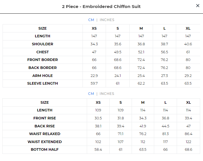 2 PIECE - EMBROIDERED CHIFFON SUIT | IMBASAT - Tamnz