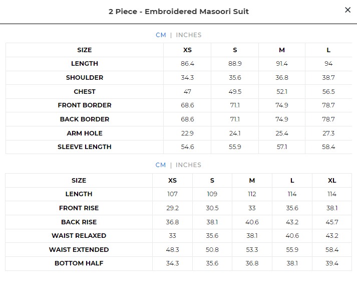2 PIECE - EMBROIDERED MASOORI SUIT - Tamnz