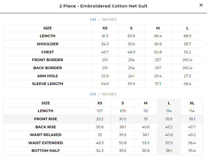 2 PIECE - EMBROIDERED COTTON NET SUIT | IMBASAT - Tamnz