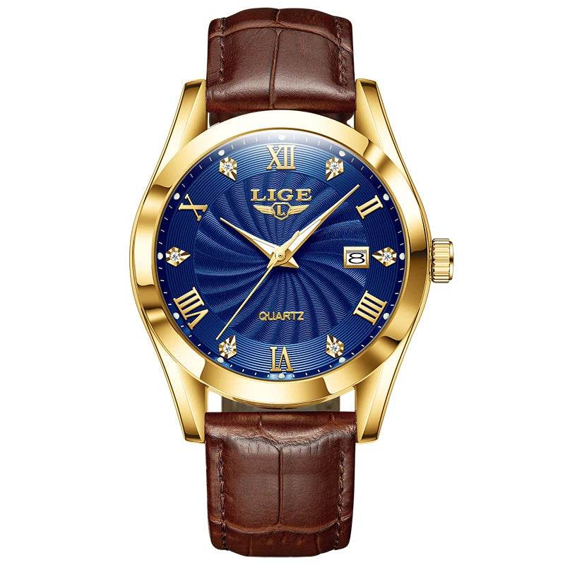 2024 LIGE Men Watches Waterproof Luminous Top Brand Luxury Leather Casual Sports Quartz Wristwatch Military Man Watch For Men - Tamnz