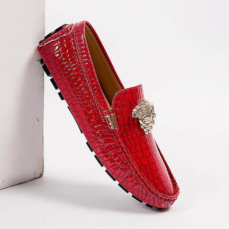Leather Shoes Snake Pea Shoes Spring Summer Leather Ladies Moccasin Loafers - Tamnz