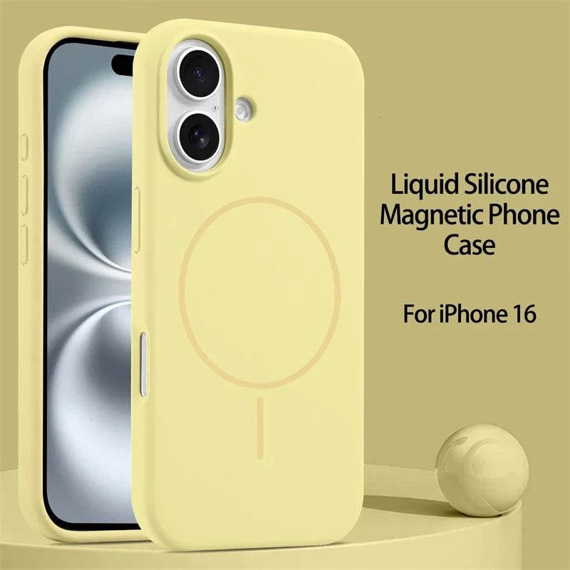 Original Liquid Silicone Magsafe Case For iPhone 16 15 Plus 14 13 12 11 16 Pro Max Magnetic Wireless Charge Protector Soft Cover - Tamnz