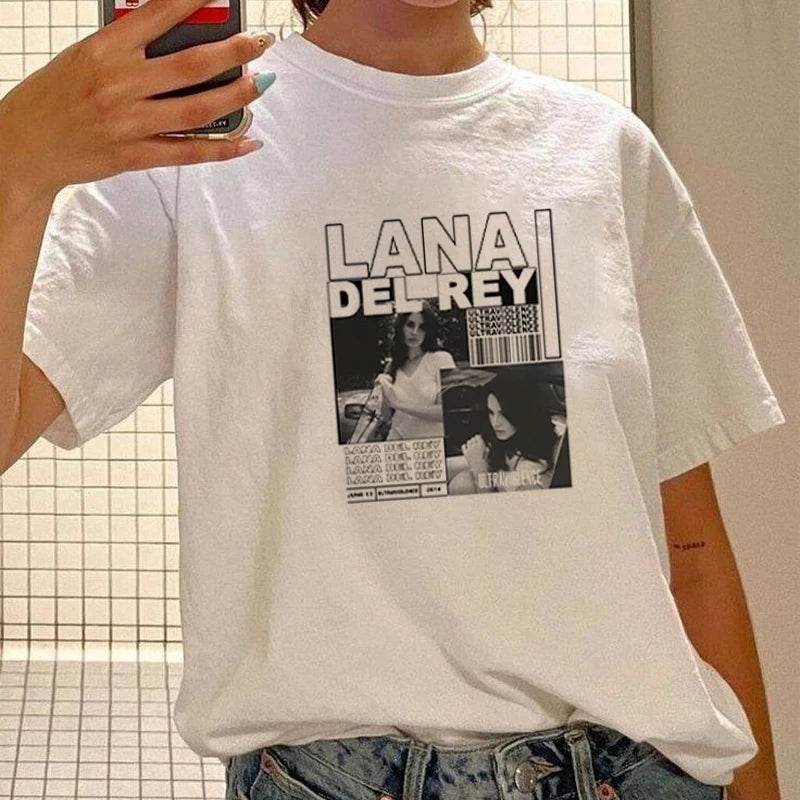 Lana Del Rey Singer T-shirt Women Fashion T-shirts Vintage Shirt Summer Unisex Harajuku Casual Crop Top Streetwear T Shirt - Tamnz