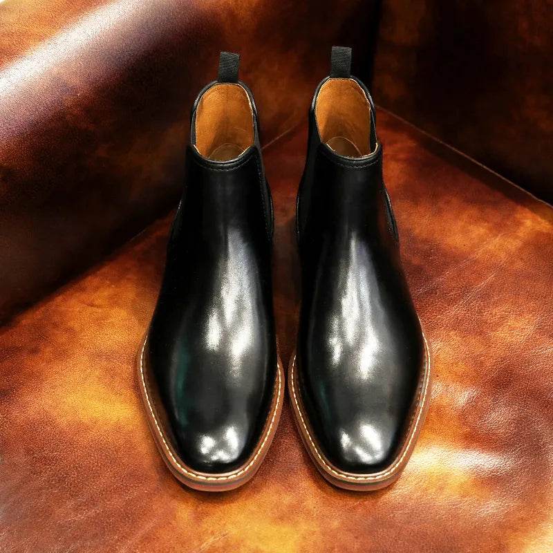 Men's Chelsea Boots Work shoes Genuine Cow Leather Handmade For Formal Dress Shoes - Tamnz