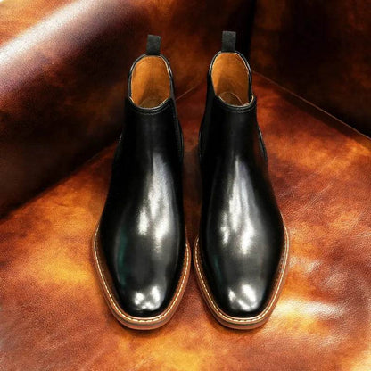 Men's Chelsea Boots Work shoes Genuine Cow Leather Handmade For Formal Dress Shoes - Tamnz