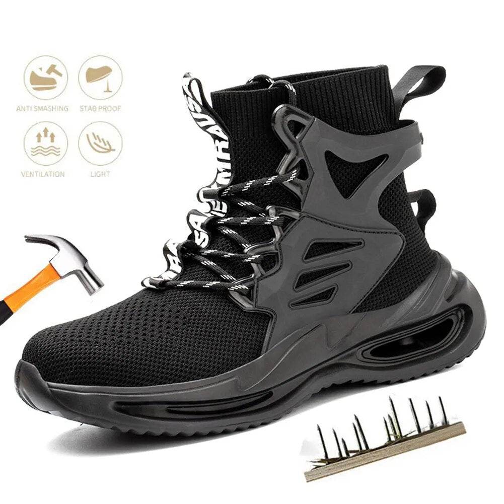 Light Breathable Sneaker For Men Steel Toe Safety Shoes Puncture-Proof Male Boots Work Botas Hombre - Tamnz