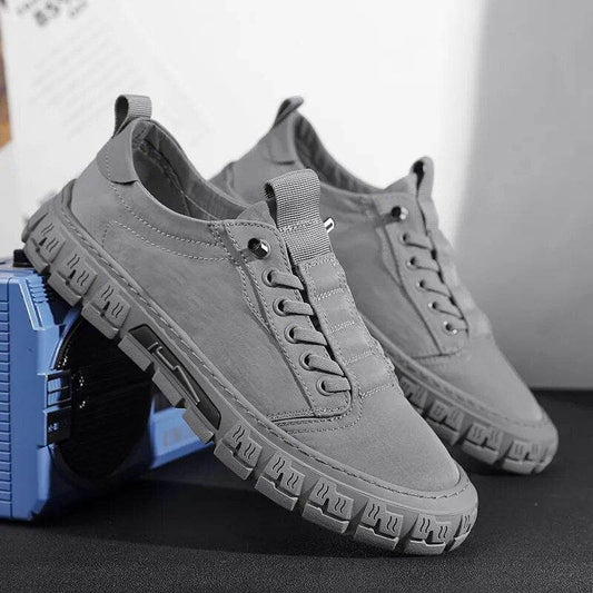 Gray Casual Sports Shoes for Men Sneakers Breathable Lace Up Slip on Shoes - Tamnz