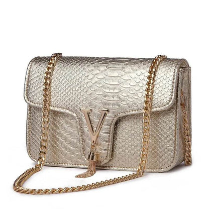 Stone Pattern Handbag Crocodile Leather Crossbody Bags For Women 2023 Luxury Brand Shoulder Messenger Bags Female Chain Handbags - Tamnz