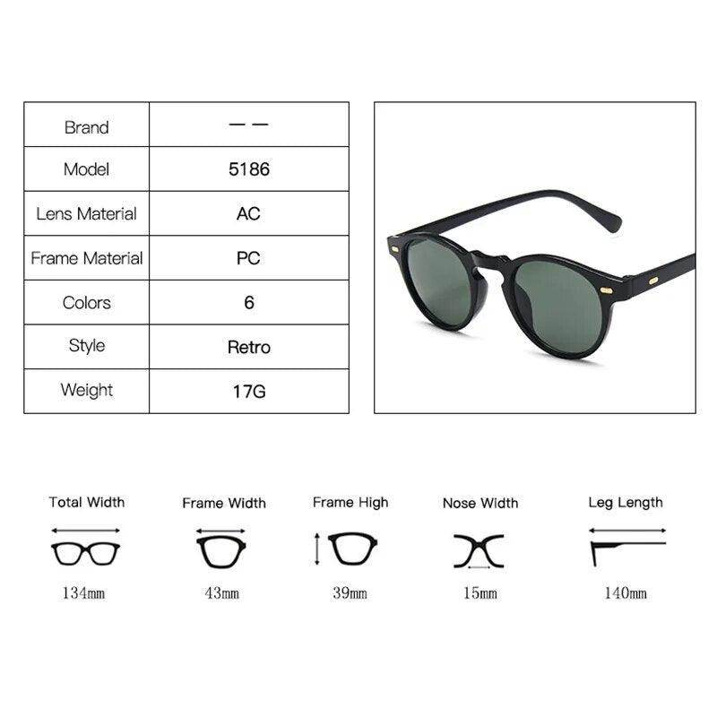 Small Frame Sunglasses Vintage Round Men/women Luxury Designer - Tamnz