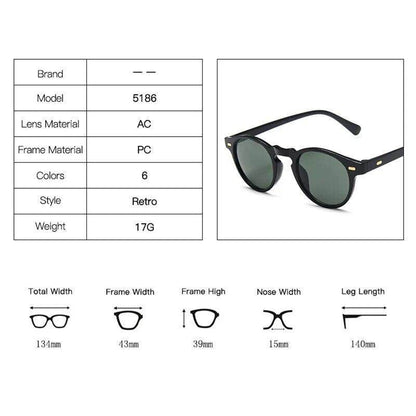 Small Frame Sunglasses Vintage Round Men/women Luxury Designer - Tamnz
