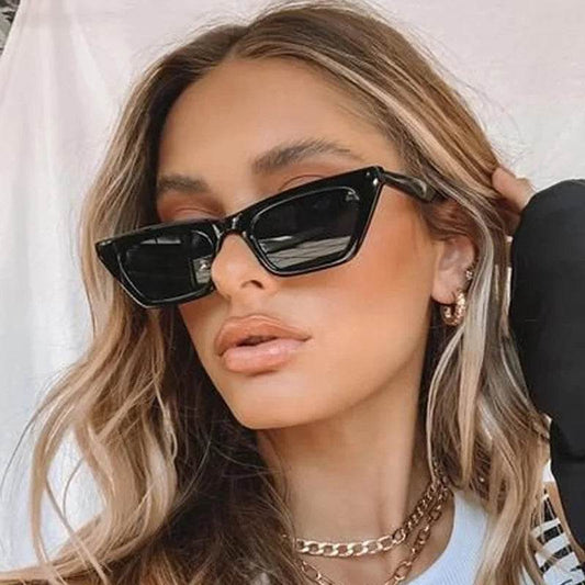 Vintage Cat Eye Sunglasses Woman Retro Shades Black Sun Glasses Female Fashion Small Frame Mirror Square Oculos De Sol - Tamnz