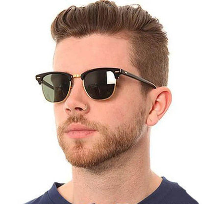 Classic Semi-Rimless Polarized Sunglasses Men's Women Square - Tamnz