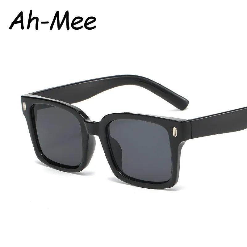 Retro Square Black Lens Sunglasses Women Luxury Brand Designer Fashion Rectangle Eyewear - Tamnz