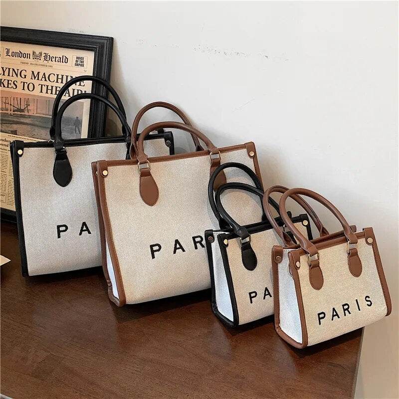 French Style Canvas Large Office Work Tote Handbags For Women Trend Luxury Designer Small Ladies Shoulder Crossbody Bags - Tamnz