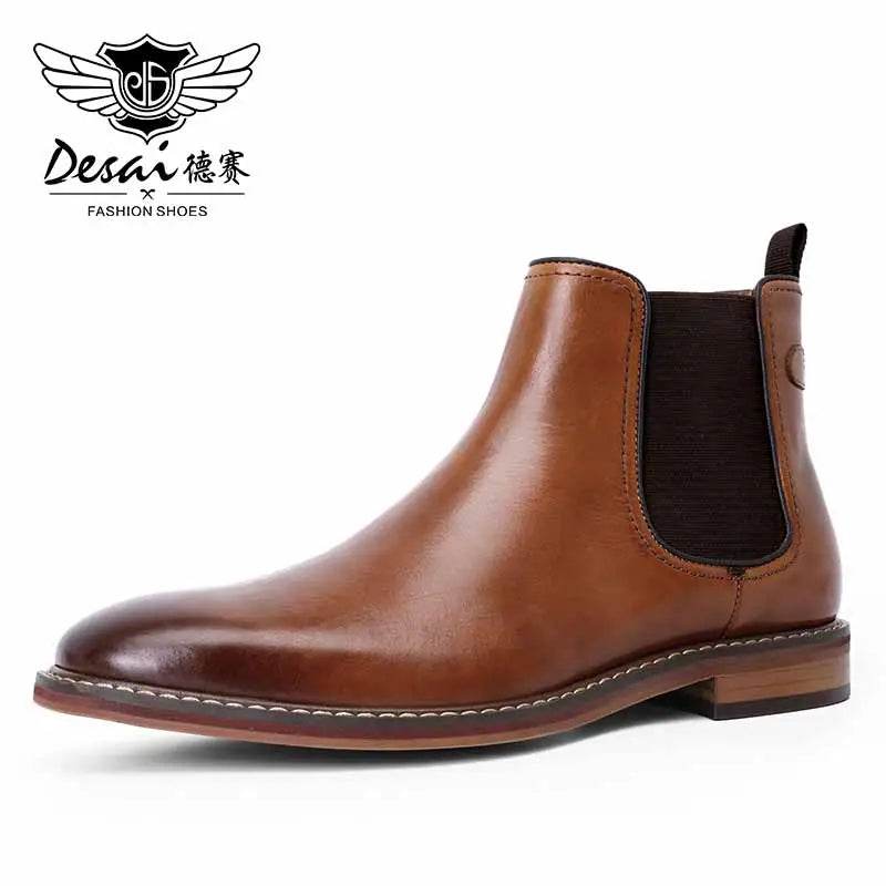 Men's Chelsea Boots Work shoes Genuine Cow Leather Handmade For Formal Dress Shoes - Tamnz