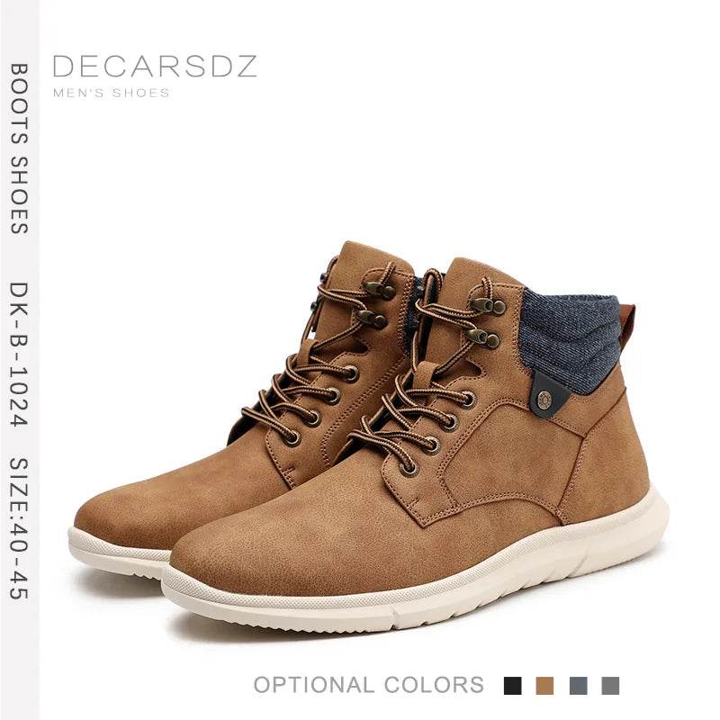 Casual Boots Lace-up Classic Original Leather Fashion Walking Shoes Men Boots - Tamnz