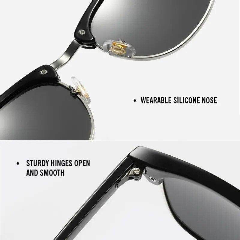 Classic Semi-Rimless Polarized Sunglasses Men's Women Square - Tamnz