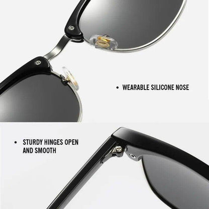 Classic Semi-Rimless Polarized Sunglasses Men's Women Square - Tamnz