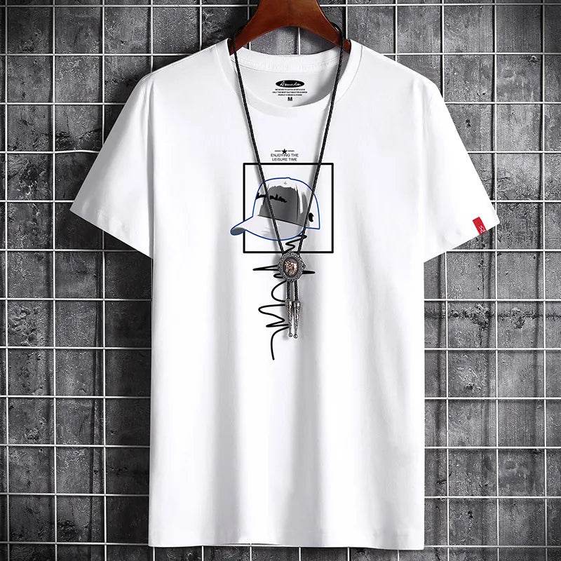 Clothing Fitness White O Neck Anime Man T-shirt For Male Oversized T-shirts Goth Punk - Tamnz