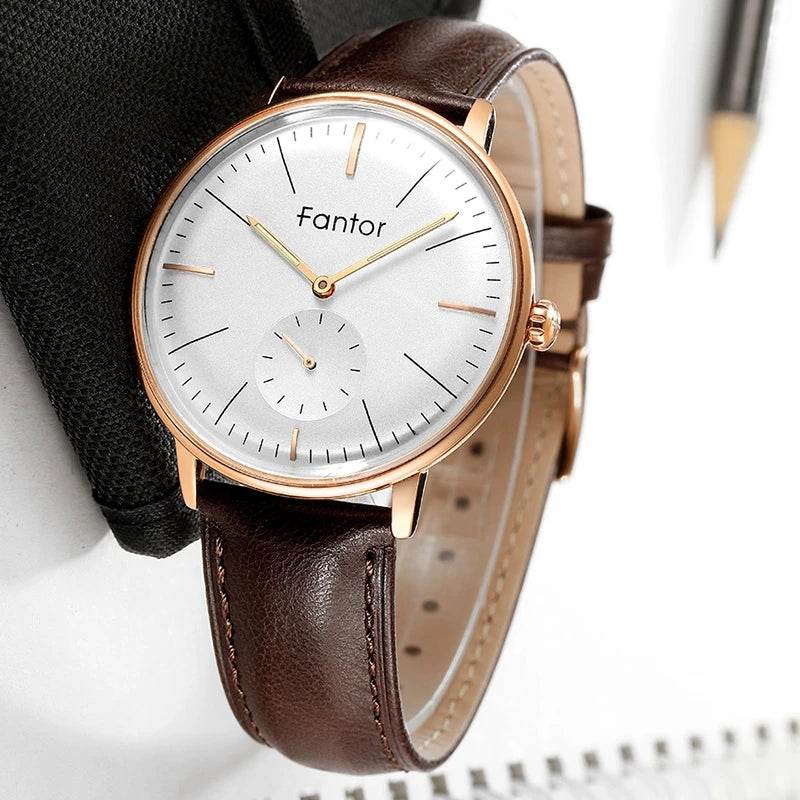 Fantor Luxury Men Watch Leather Geniune Wristwatch Fashion Casual Classic Quartz - Tamnz