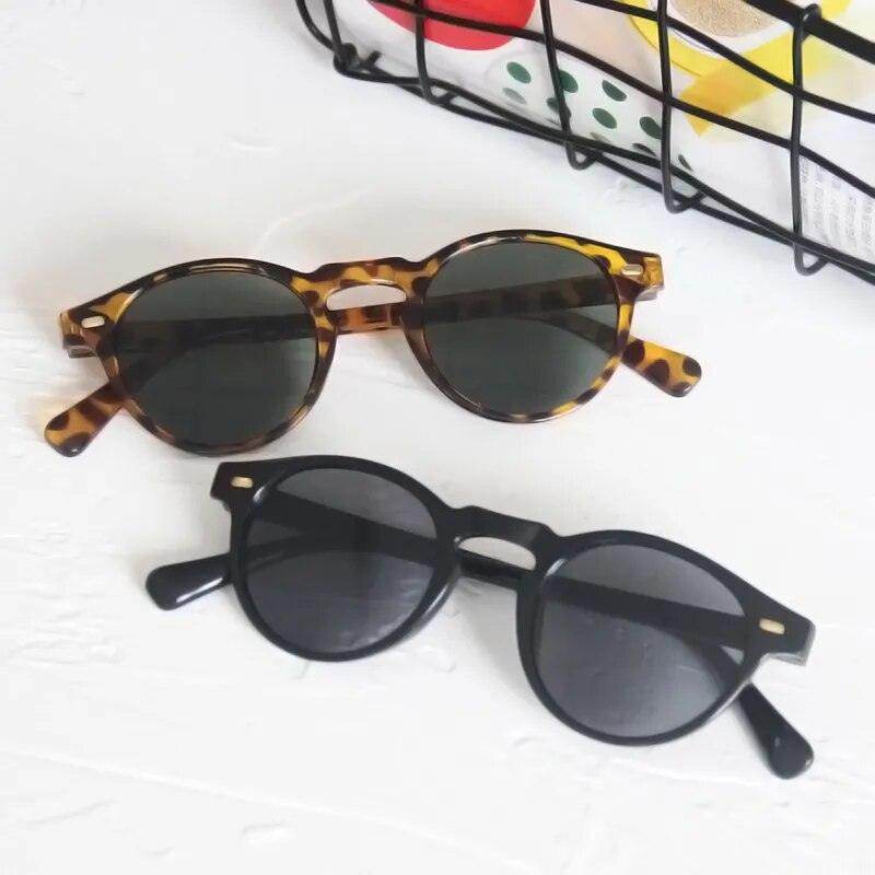 Small Frame Sunglasses Vintage Round Men/women Luxury Designer - Tamnz