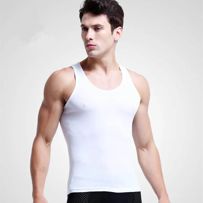 Cotton Solid Seamless Underwear Mens Sleeveless Tank Vest Comfortable Undershirts - Tamnz