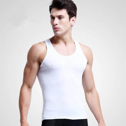 Cotton Solid Seamless Underwear Mens Sleeveless Tank Vest Comfortable Undershirts - Tamnz