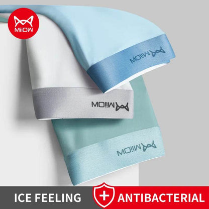 Miiow 3Pcs Ice Silk Men Boxer Shorts Underwear Antibacterial Boxershorts Cueca Male Panties Fashion Men Underpants Lingeries 5XL - Tamnz