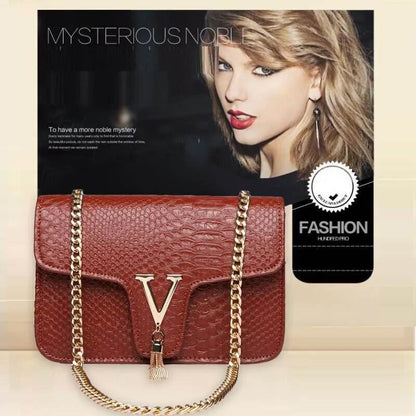 Stone Pattern Handbag Crocodile Leather Crossbody Bags For Women 2023 Luxury Brand Shoulder Messenger Bags Female Chain Handbags - Tamnz