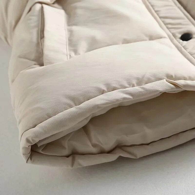 Autumn Winter Women Solid Loose Vest Drawstring Stand Collar Long Vest Jacket Cotton Padded Women Windproof Warm Waistcoat - Tamnz