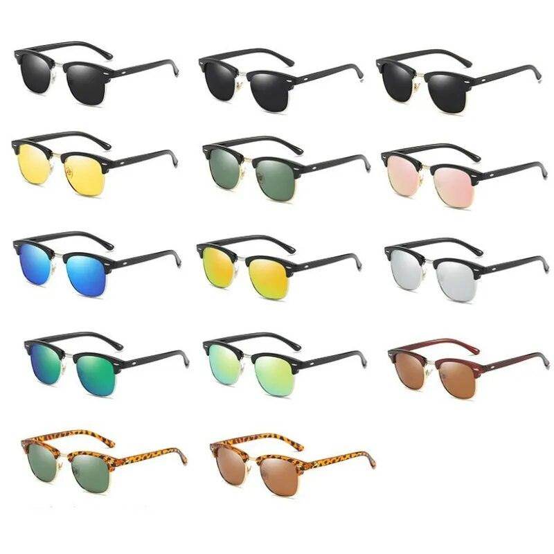 Classic Semi-Rimless Polarized Sunglasses Men's Women Square - Tamnz