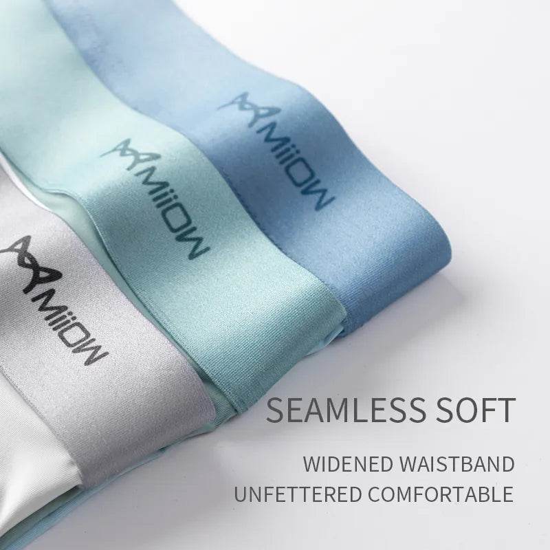 Miiow 3Pcs Ice Silk Men Boxer Shorts Underwear Antibacterial Boxershorts Cueca Male Panties Fashion Men Underpants Lingeries 5XL - Tamnz